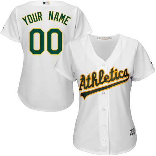 Women's Majestic Oakland Athletics Customized Replica White Home Cool Base MLB Jersey