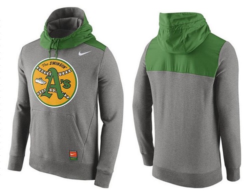 MLB Men's Oakland Athletics Nike Gray Cooperstown Collection Hybrid Pullover Hoodie