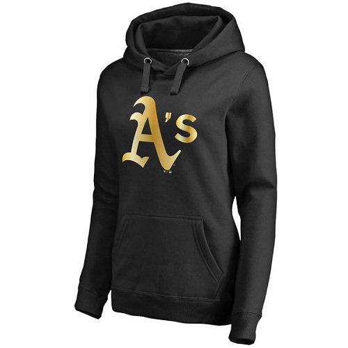 MLB Oakland Athletics Women's Gold Collection Pullover Hoodie - Black