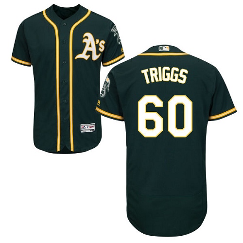 Men's Majestic Oakland Athletics #60 Andrew Triggs Green Flexbase Authentic Collection MLB Jersey