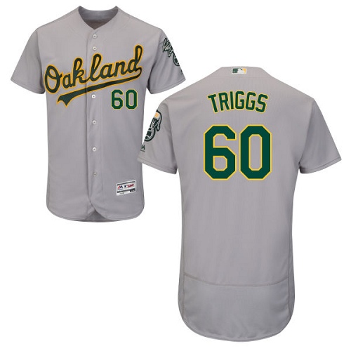 Men's Majestic Oakland Athletics #60 Andrew Triggs Grey Flexbase Authentic Collection MLB Jersey