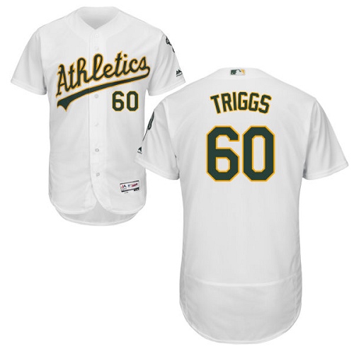 Men's Majestic Oakland Athletics #60 Andrew Triggs White Flexbase Authentic Collection MLB Jersey