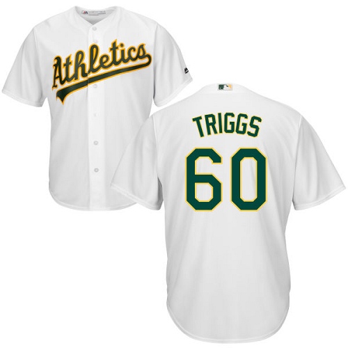 Youth Majestic Oakland Athletics #60 Andrew Triggs Replica White Home Cool Base MLB Jersey