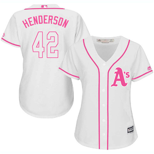 Women's Majestic Oakland Athletics #42 Dave Henderson Authentic White Fashion Cool Base MLB Jersey
