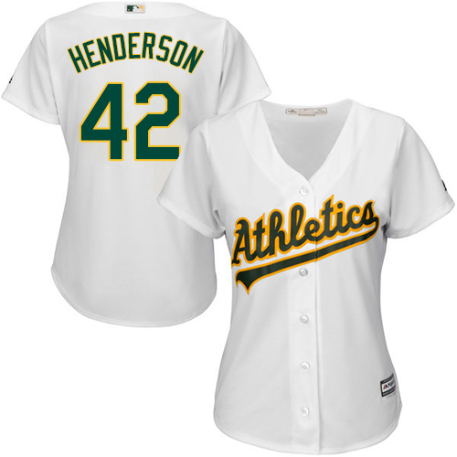 Women's Majestic Oakland Athletics #42 Dave Henderson Replica White Home Cool Base MLB Jersey