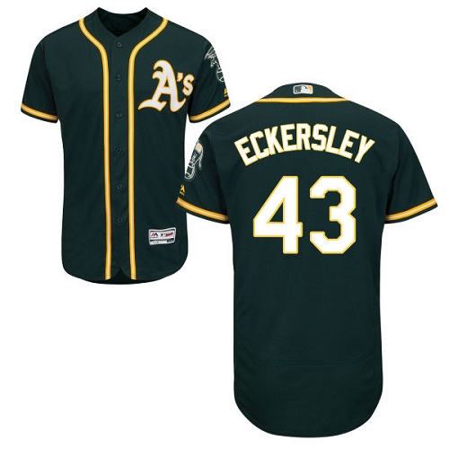 Men's Majestic Oakland Athletics #43 Dennis Eckersley Green Alternate Flex Base Authentic Collection MLB Jersey