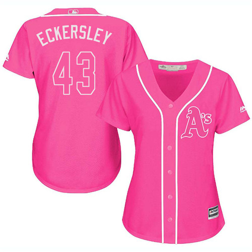 Women's Majestic Oakland Athletics #43 Dennis Eckersley Authentic Pink Fashion Cool Base MLB Jersey