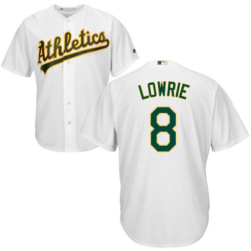 Men's Majestic Oakland Athletics #8 Jed Lowrie Replica White Home Cool Base MLB Jersey