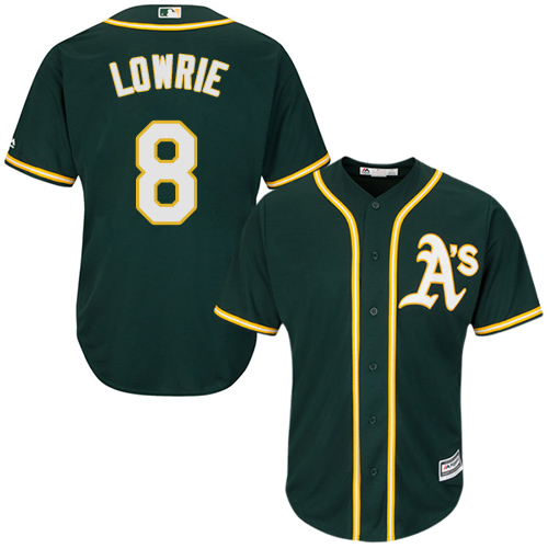 Youth Majestic Oakland Athletics #8 Jed Lowrie Authentic Green Alternate 1 Cool Base MLB Jersey