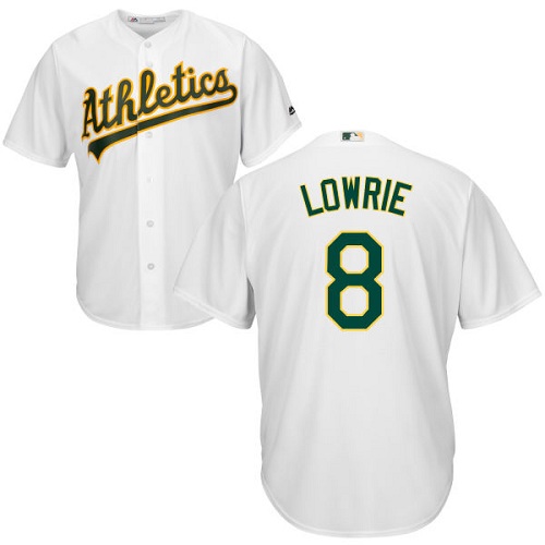 Youth Majestic Oakland Athletics #8 Jed Lowrie Replica White Home Cool Base MLB Jersey