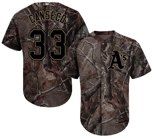 Men's Majestic Oakland Athletics #33 Jose Canseco Authentic Camo Realtree Collection Flex Base MLB Jersey