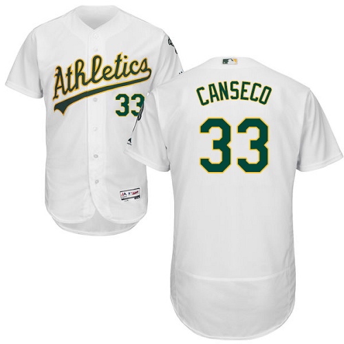 Men's Majestic Oakland Athletics #33 Jose Canseco White Home Flex Base Authentic Collection MLB Jersey