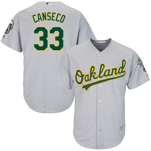 Youth Majestic Oakland Athletics #33 Jose Canseco Authentic Grey Road Cool Base MLB Jersey