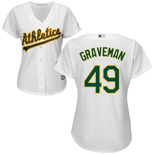 Women's Majestic Oakland Athletics #49 Kendall Graveman Authentic White Home Cool Base MLB Jersey
