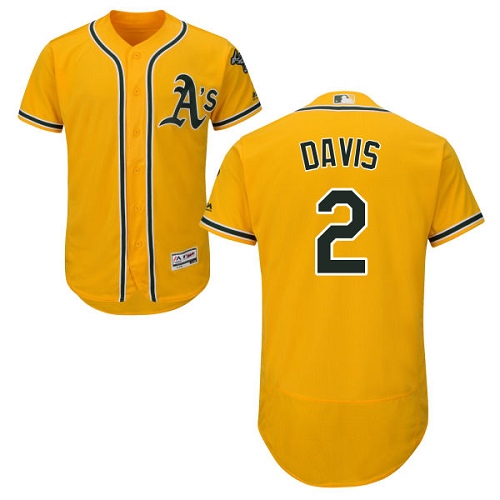 Men's Majestic Oakland Athletics #2 Khris Davis Gold Flexbase Authentic Collection MLB Jersey