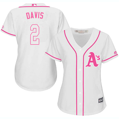 Women's Majestic Oakland Athletics #2 Khris Davis Authentic White Fashion Cool Base MLB Jersey