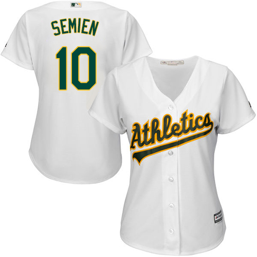 Women's Majestic Oakland Athletics #10 Marcus Semien Authentic White Home Cool Base MLB Jersey