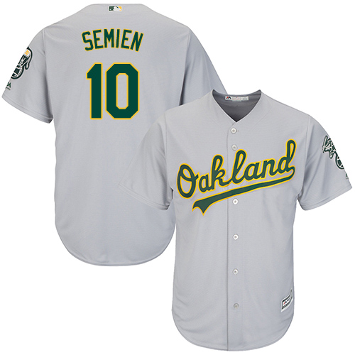 Youth Majestic Oakland Athletics #10 Marcus Semien Authentic Grey Road Cool Base MLB Jersey