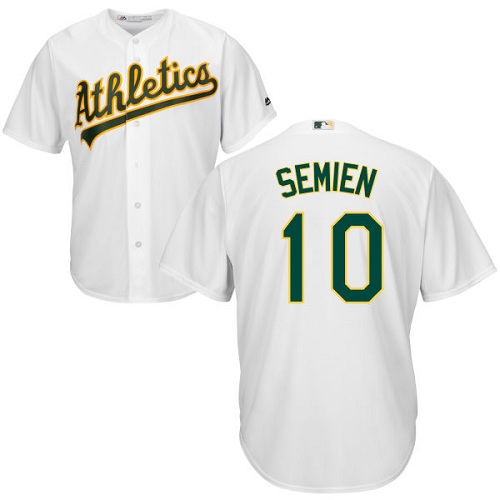 Youth Majestic Oakland Athletics #10 Marcus Semien Authentic White Home Cool Base MLB Jersey