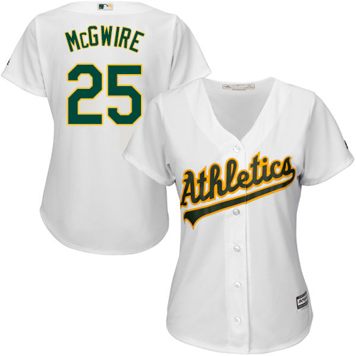 Women's Majestic Oakland Athletics #25 Mark McGwire Authentic White Home Cool Base MLB Jersey