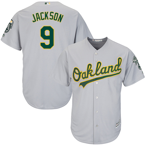 Youth Majestic Oakland Athletics #9 Reggie Jackson Authentic Grey Road Cool Base MLB Jersey