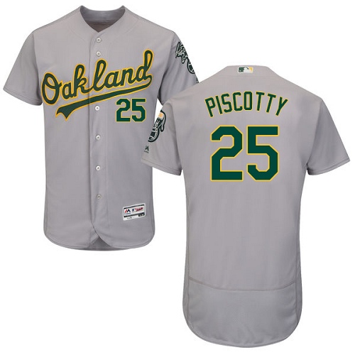 Men's Majestic Oakland Athletics #25 Stephen Piscotty Grey Road Flex Base Authentic Collection MLB Jersey