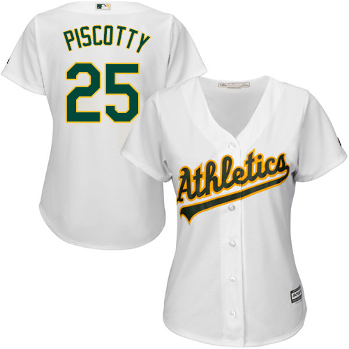 Women's Majestic Oakland Athletics #25 Stephen Piscotty Authentic White Home Cool Base MLB Jersey