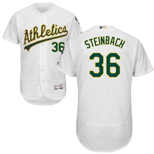 Men's Majestic Oakland Athletics #36 Terry Steinbach White Home Flex Base Authentic Collection MLB Jersey
