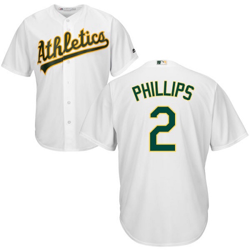 Men's Majestic Oakland Athletics #2 Tony Phillips Replica White Home Cool Base MLB Jersey