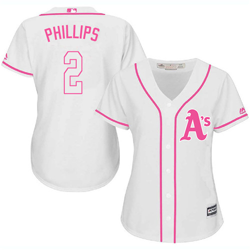 Women's Majestic Oakland Athletics #2 Tony Phillips Replica White Fashion Cool Base MLB Jersey
