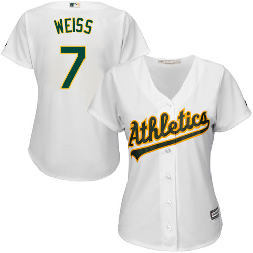 Women's Majestic Oakland Athletics #7 Walt Weiss Replica White Home Cool Base MLB Jersey