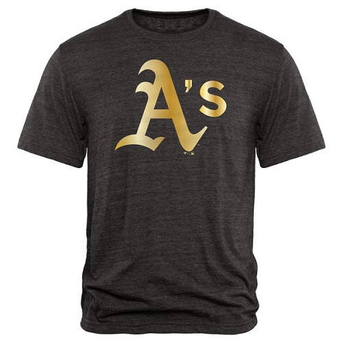 MLB Oakland Athletics Fanatics Apparel Gold Collection Tri-Blend T-Shirt - Black