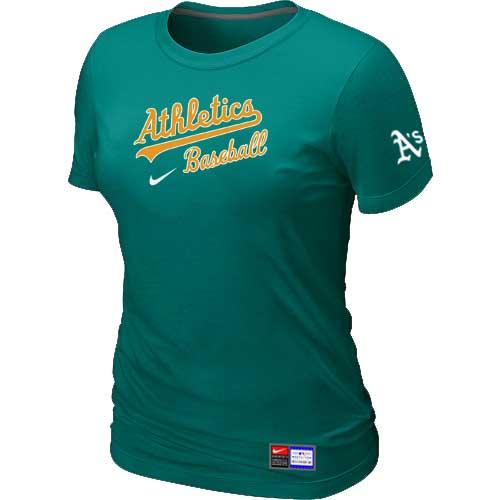 MLB Women's Oakland Athletics Nike Practice T-Shirt - Aque Green